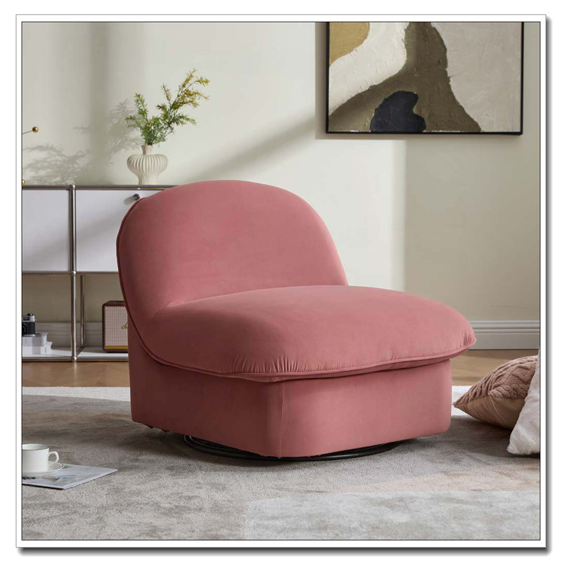 Fauteuil d'appoint pivotant en velours, Corail