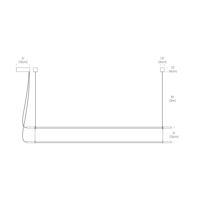 Luminaire suspendu linéaire pour îlot de cuisine 2 lumières T.O, Noir mat, Noir mat / orange brûlé