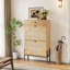 Armoire de rangement à chaussures 2 portes avec façades en rotin et tiroir / organisateur de hall d'entrée autoportant avec tablette réglable