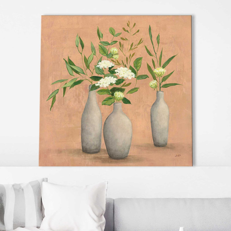 Bouquet naturel I - Peinture, Toile tendue, H 18 po x l 18 po x P 1 po