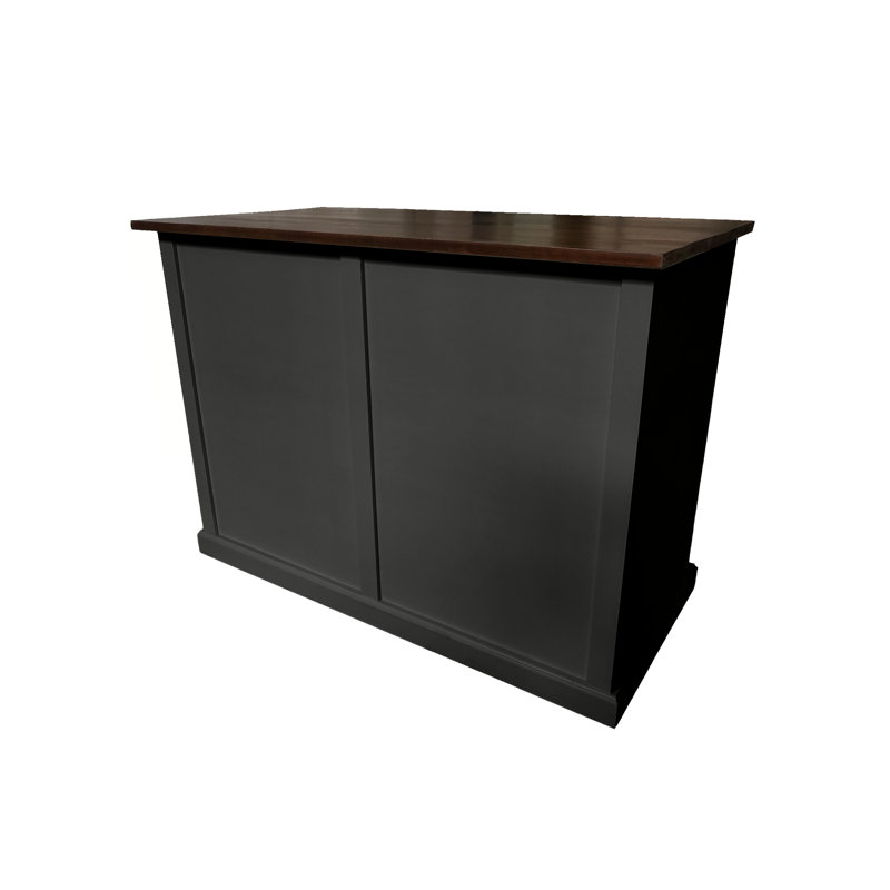 Modern 48" Solid Wood Kitchen Island with trash bin compartment, Gray