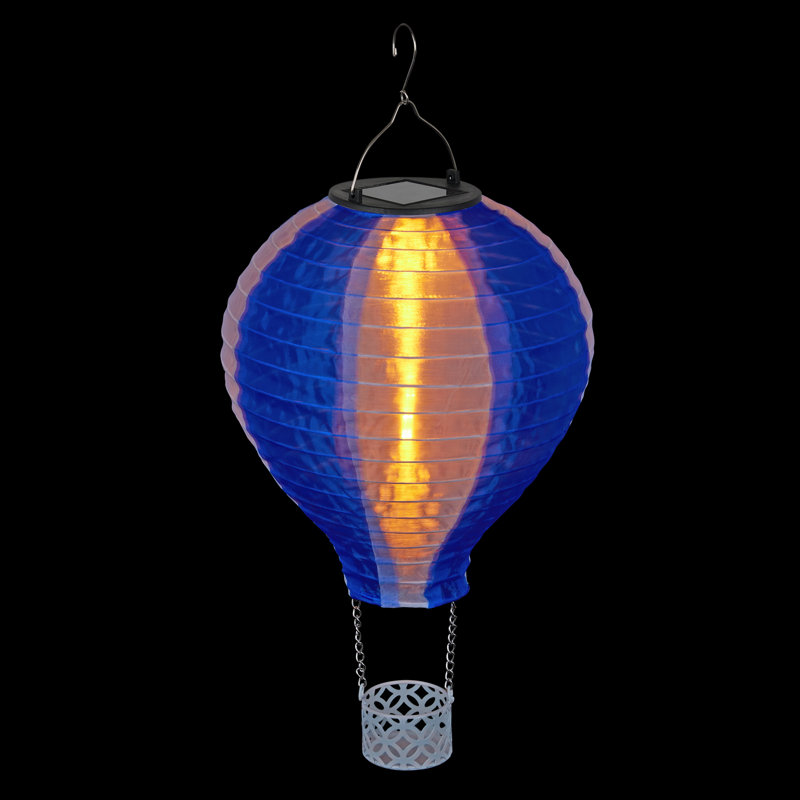 Montgolfière solaire 13 "avec lumières DEL flamme, Bleu