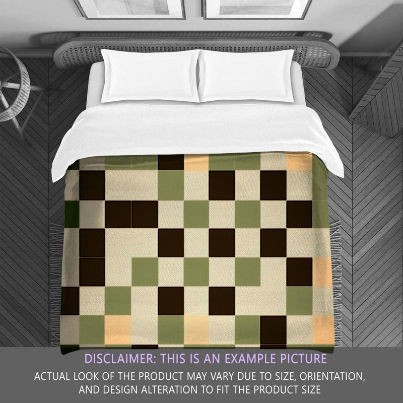 Polyester Comforter, Twin Comforter, Brown/Green Checkered