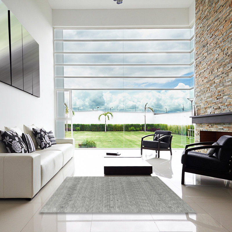 Tapis contemporain gris, Carré 3 pi