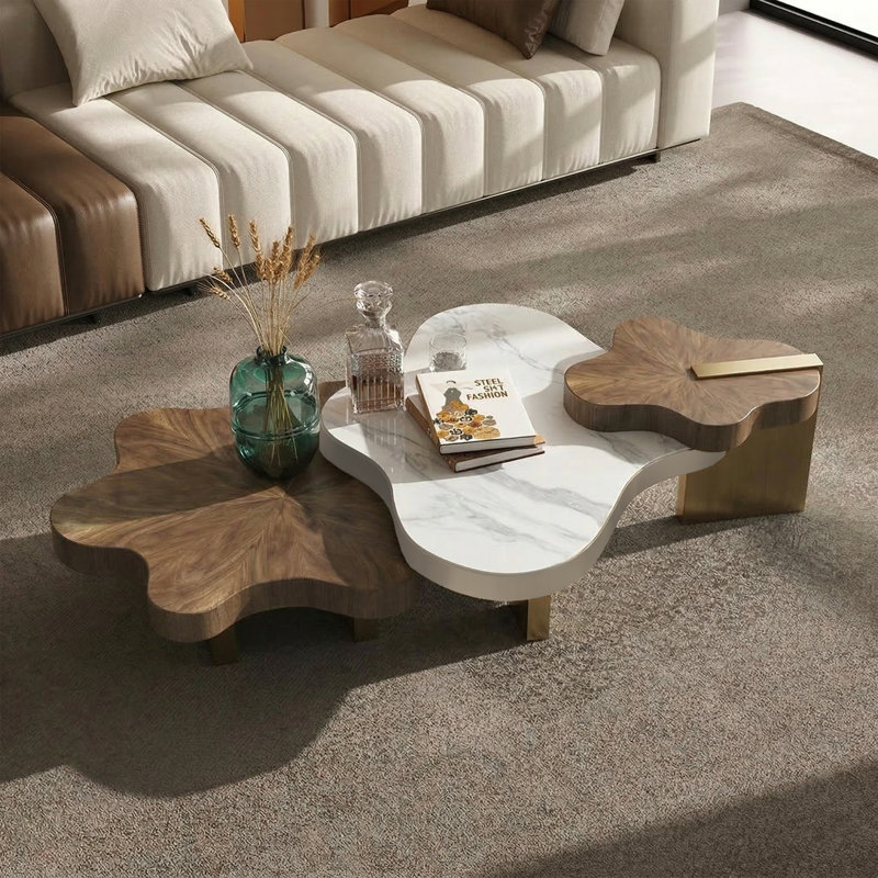 Ensemble de 3 tables basses gigognes Modern, 15.7" H x 55.1" L x 35.43" D