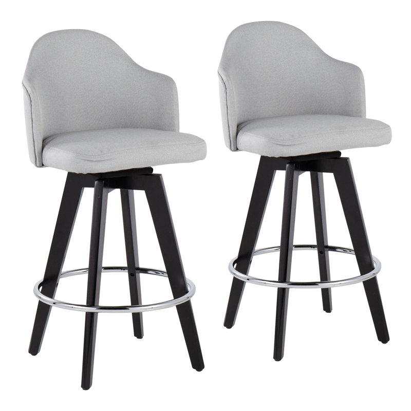 Tabouret de comptoir pivotant 26 po Lakyia, Gris clair, Noir / chrome, Tabouret de comptoir (siège d'une hauteur de 26 p
