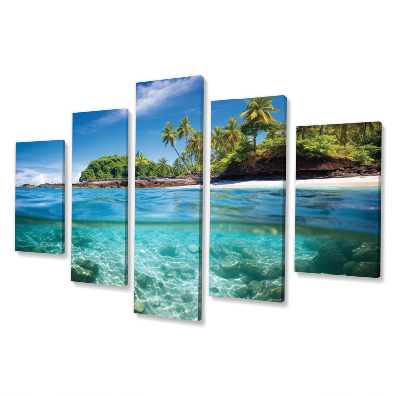 Scenic Island Paradise II - Nautical & Beach Wall Decor - 5 Panels
