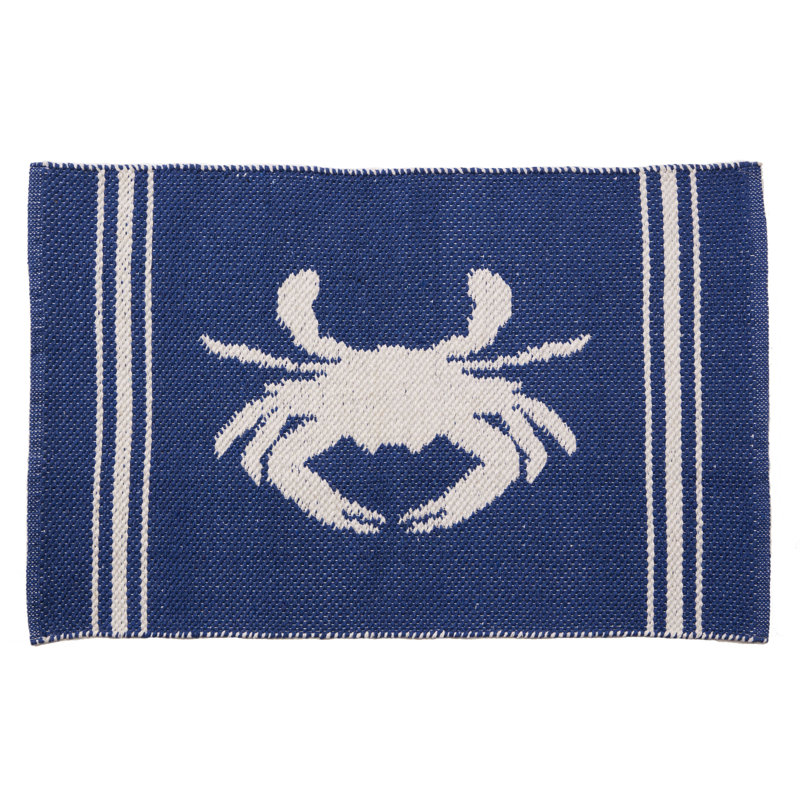 Blue Crab Jacquard Handwoven Reversible 20" x 30"