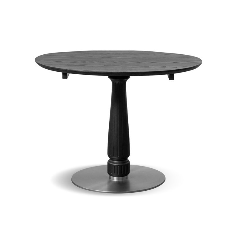 Table de salle à manger ronde noire en bois massif, H 29,53 po x L 39,37 po x l 39,37 po