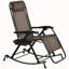 Fauteuil à bascule pliable d'extérieur zéro gravité avec oreiller, porte-gobelet et porte-téléphone, et pieds pliables, brun