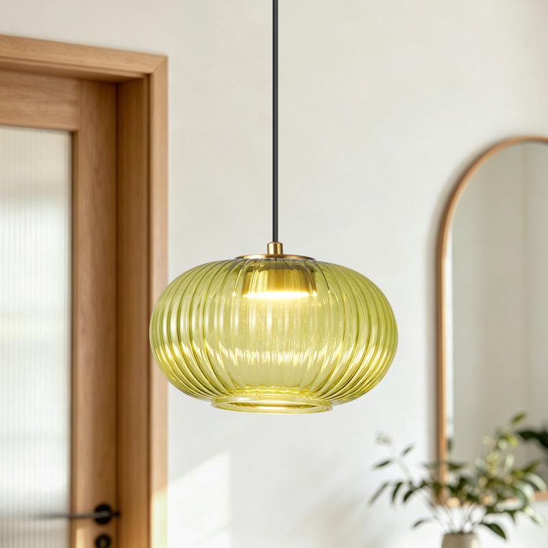 1 - Light LED Green Glass Pendant Light