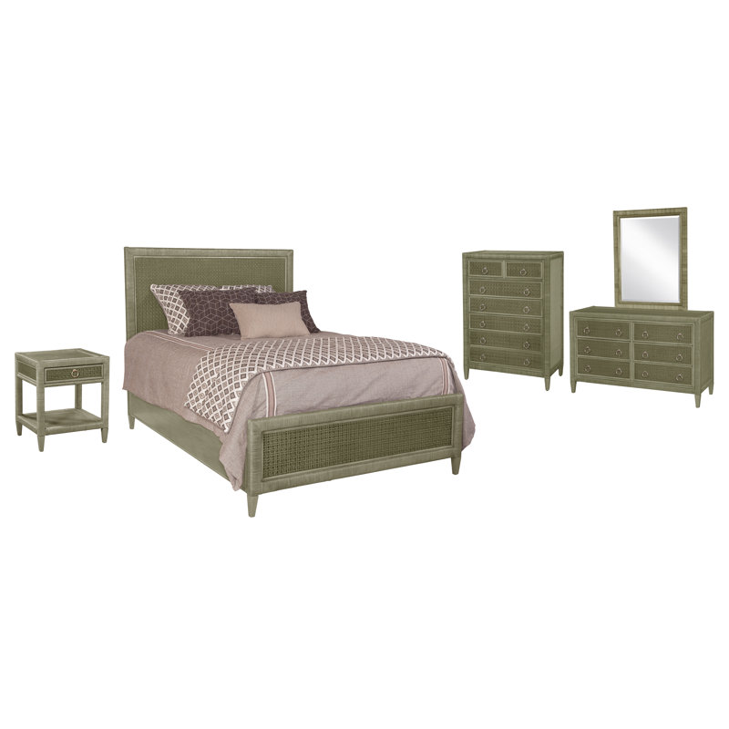 Monterey Bedroom Set, King, Mushroom, 5 Pcs. Bed, Nightstand, 2 Dressers, Mirror
