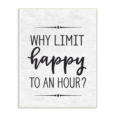 « pourquoi limiter happy à une heure subtil bouleau script typographie », impression