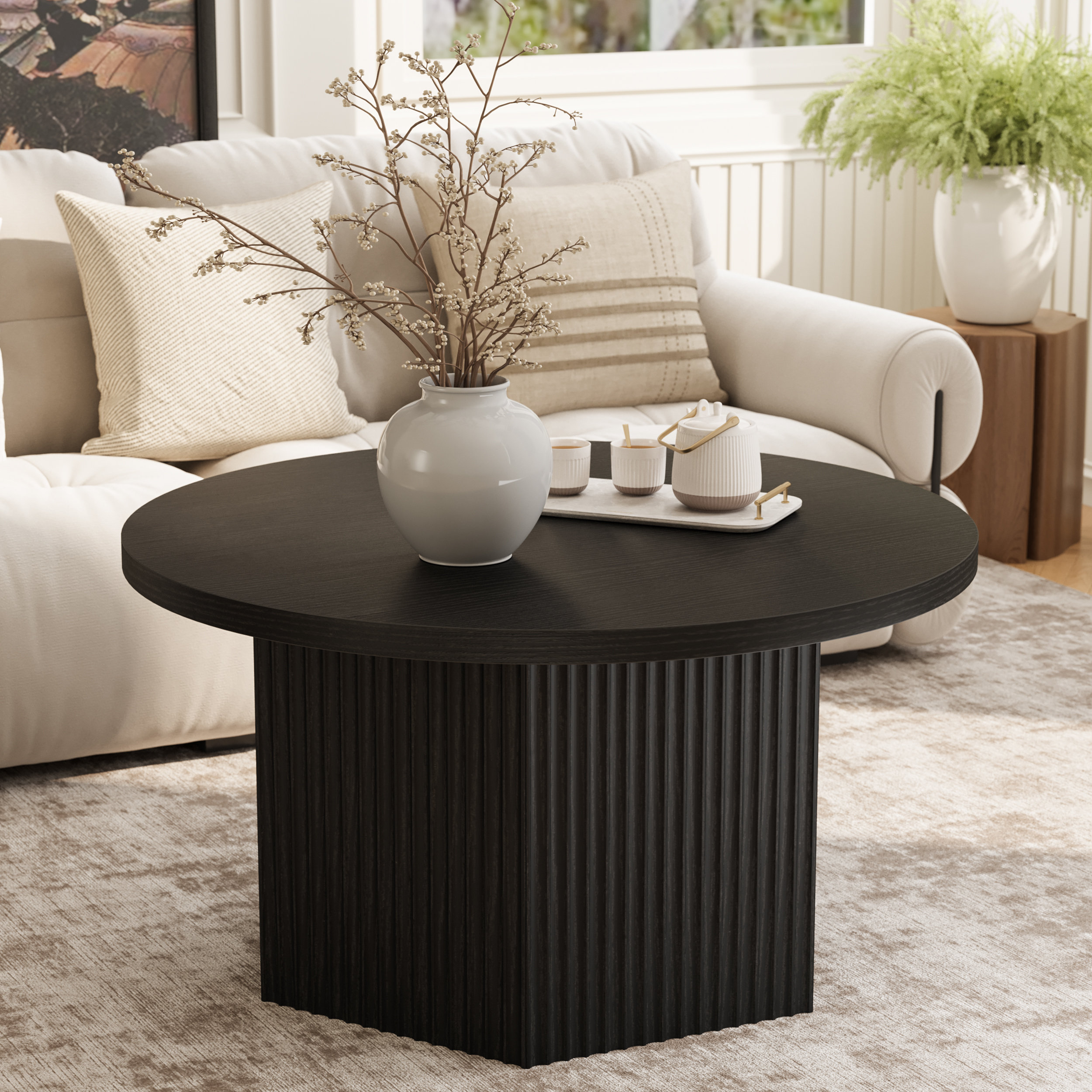 Gracie Oaks Torron Lift Top Round Coffee Table with Drum Base & Reviews | Wayfair