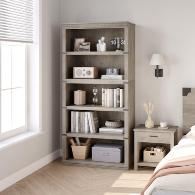 5 Tier Farmhouse Bookcase, 67.4" Tall Book Shelf with Storage, Wooden Bookshelves 5 Shelf Display Shelves by August Grove