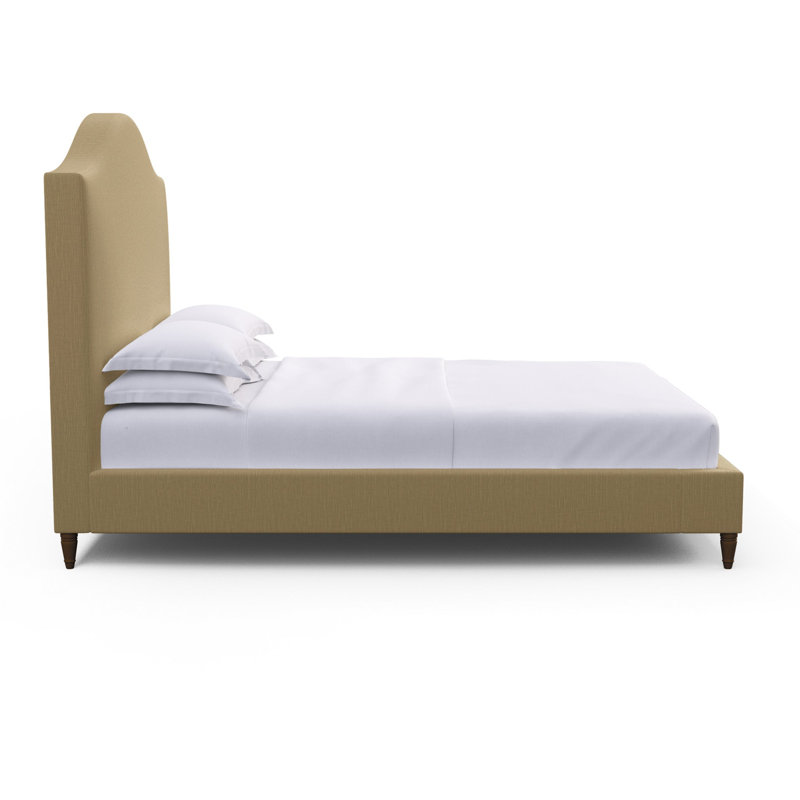 Montague Upholstered Standard Storage Bed, Full, Box Weave Linen Marzipan, Natural