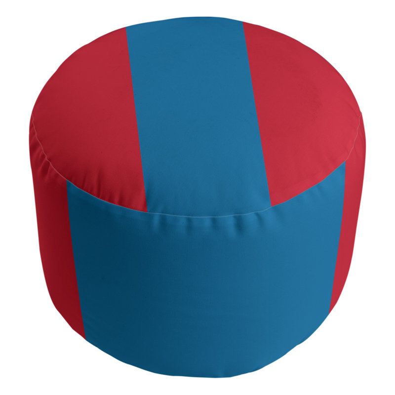 Repose-pieds cubique rond à rayures 20,5", Rouge / bleu poudre / rouge