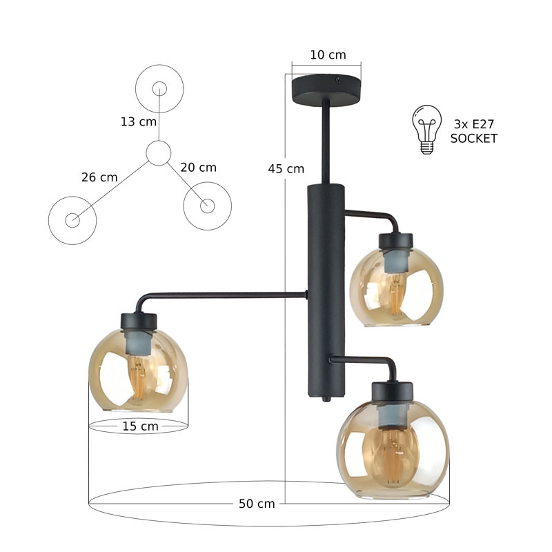 Araceliz Glass Semi Flush Mount, Honey