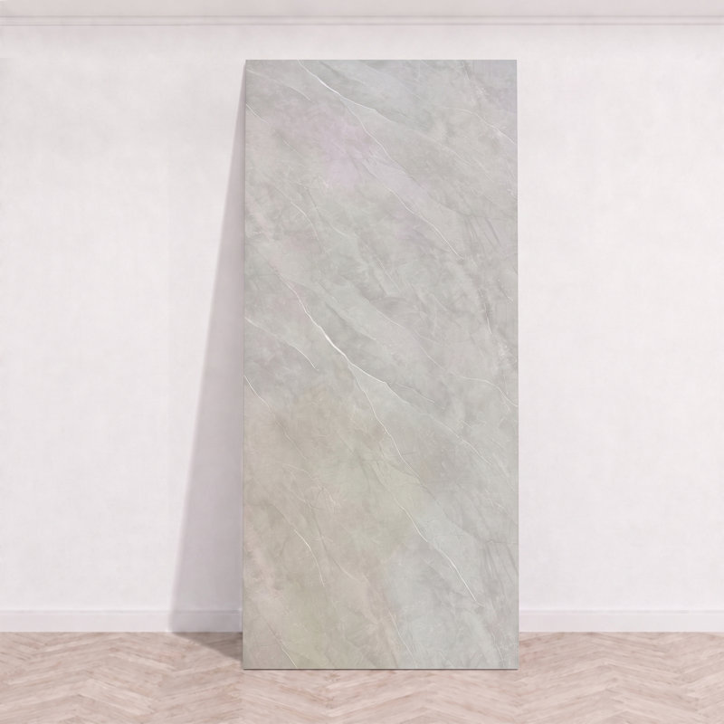 Panneau mural Falkirk Irvine IV 4' x 9' SPC imitation marbre mat gris blanc, Gris, veines blanches