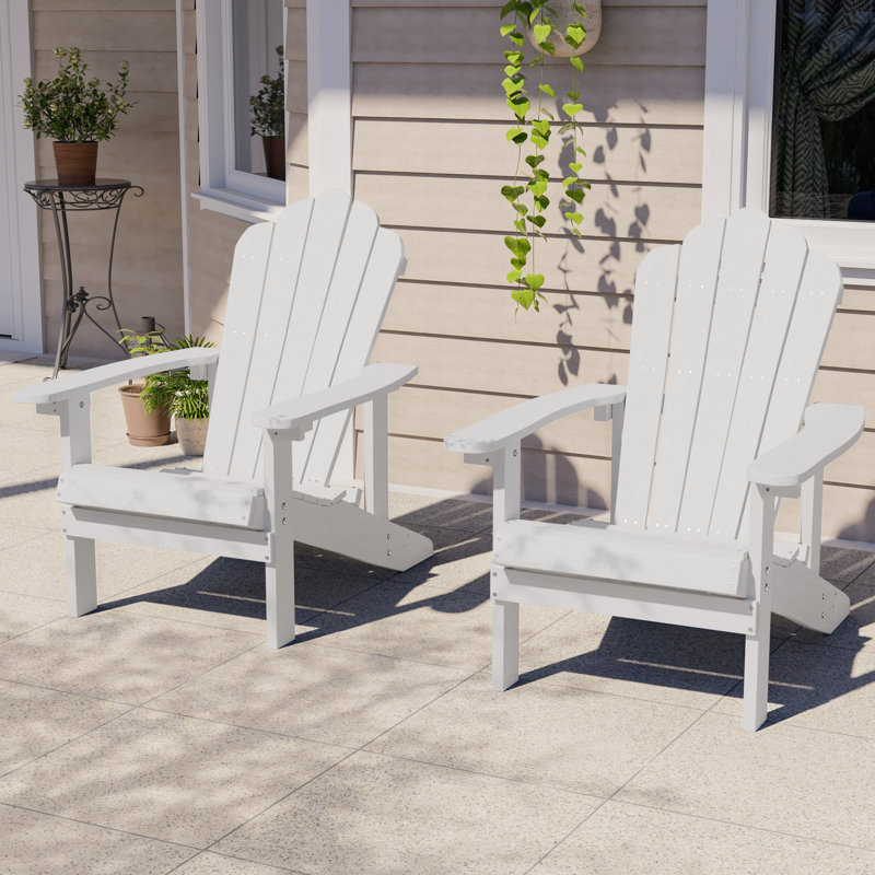 Chaise Adirondack Hachirou résistante aux intempéries pour la pelouse et la cour arrière, Blanc
