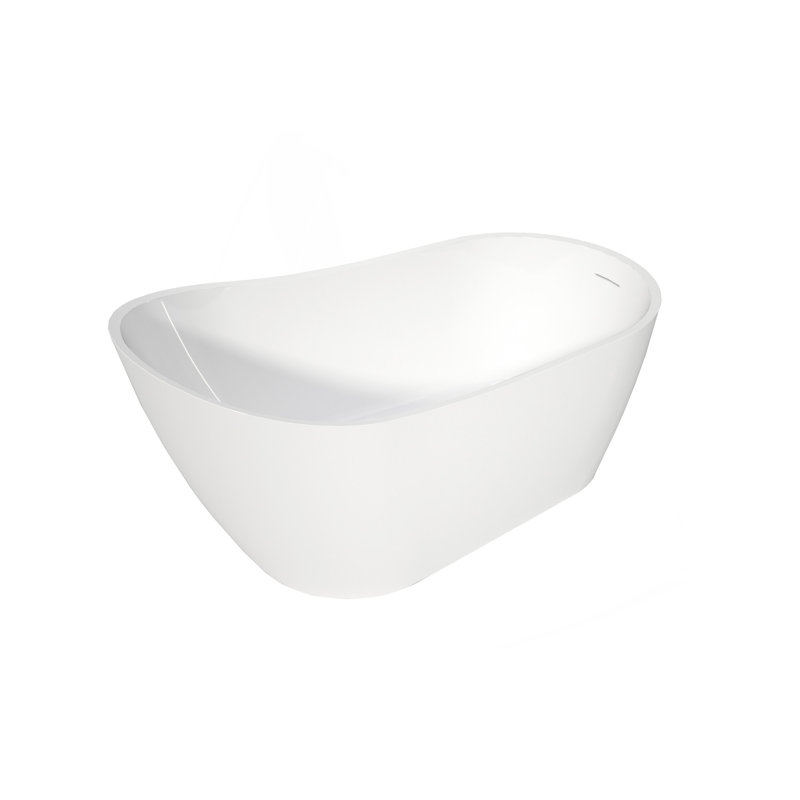 Premium High-Back Acrylic Free Standing Bath Tubs Oval-Shape Stand Alone White Soaker Tub(59×32 Inch)
