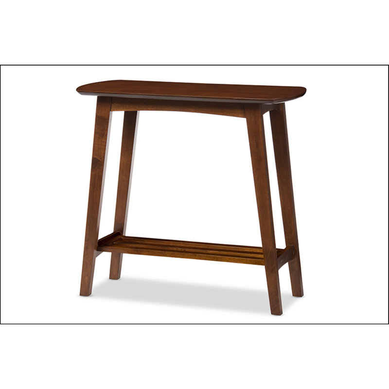 Sacramento Dark Walnut Mid-Century Console Table with Storage Shelf