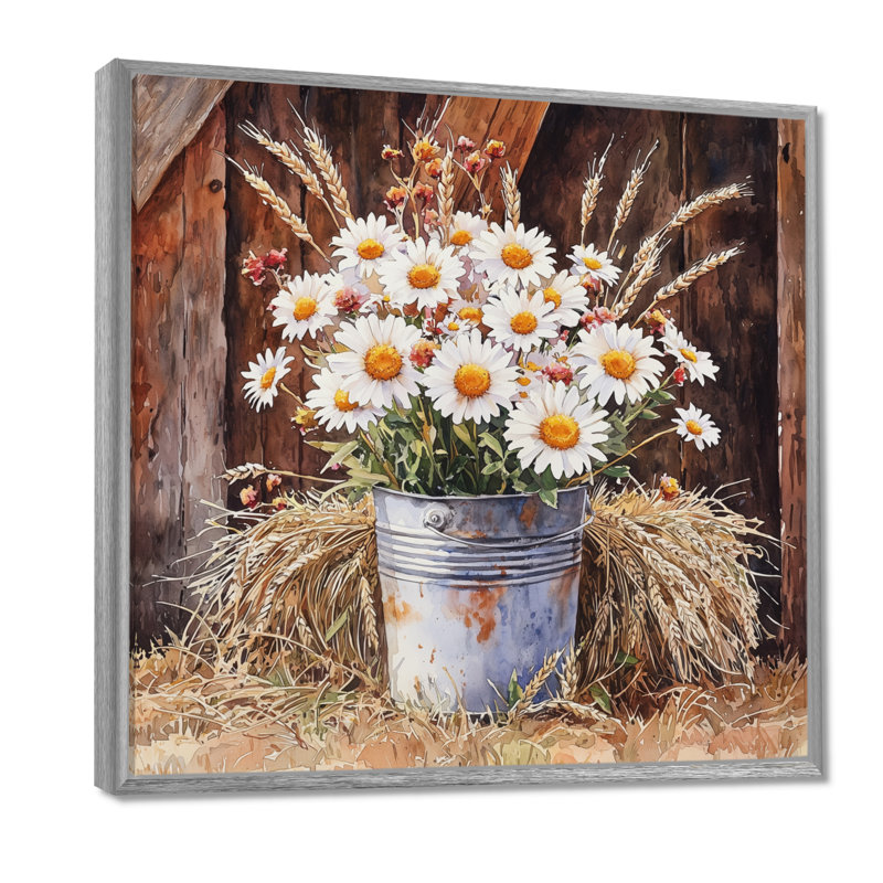 Ditullio - Art mural floral, H 16 po x l 16 po, Impression encadrée flottante, Argent argent