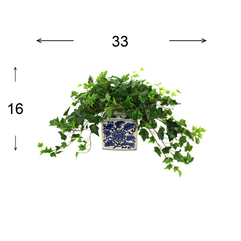 Verdant Vines Faux Ivy Plant in Ceramic Vase