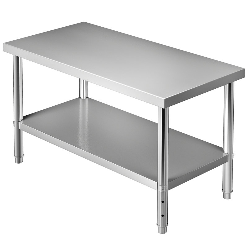 VEVOR 48" Stainless Steel Heavy Duty Work Table with Adjustable Shelf
