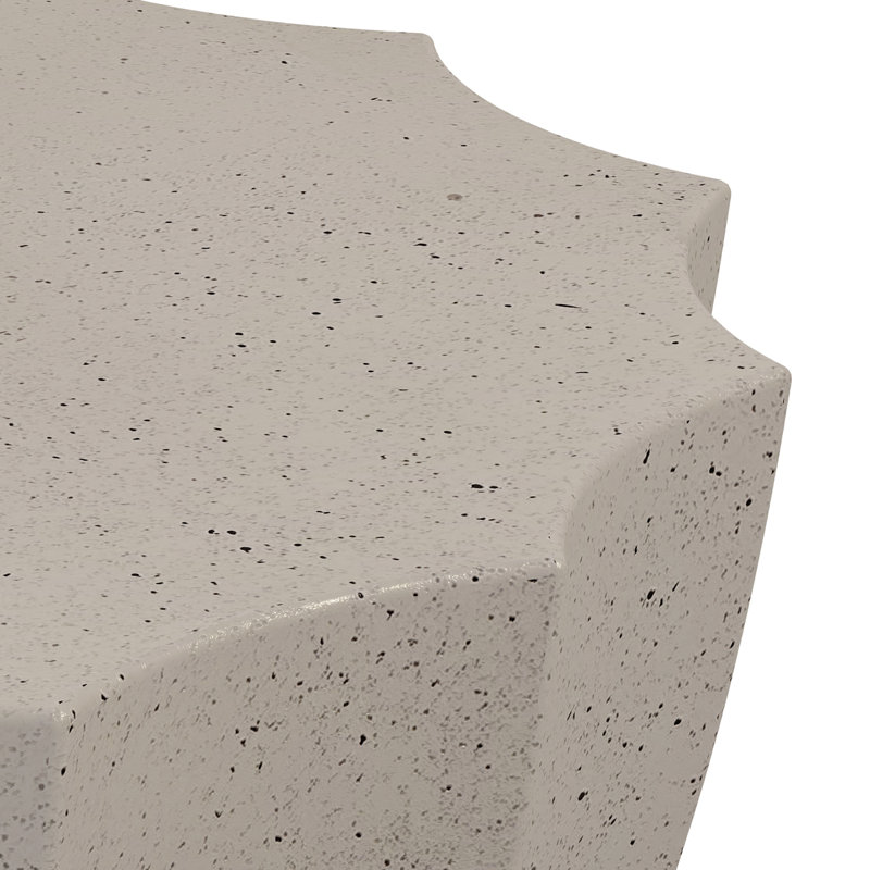 Table basse imperméable 35,43 po moderne pour l'extérieur et l'intérieur, conception en ciment Mgo durable, convient aux terrasses, jardins, arrière-cours et salons (blanc)