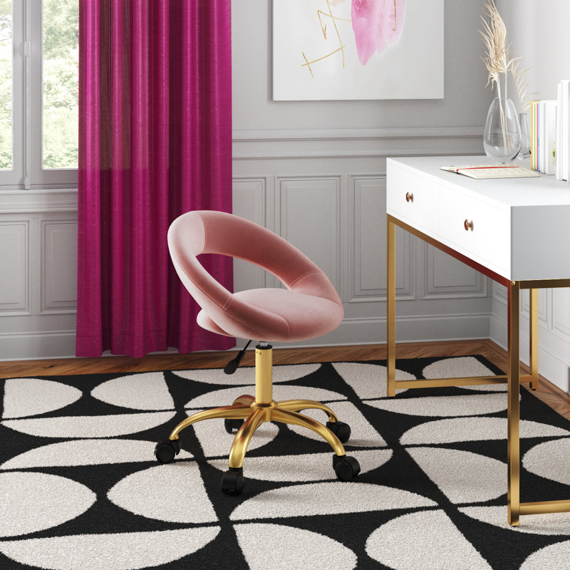 Chaise de bureau ergonomique en velours, Rose