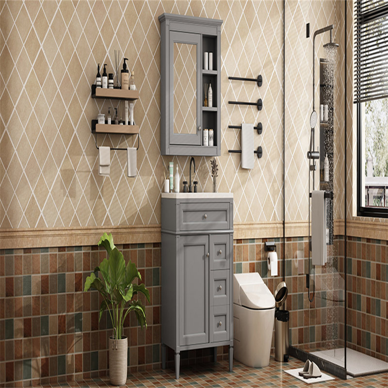 Ensemble de meuble-lavabo autoportant 30 po avec miroir, Gris