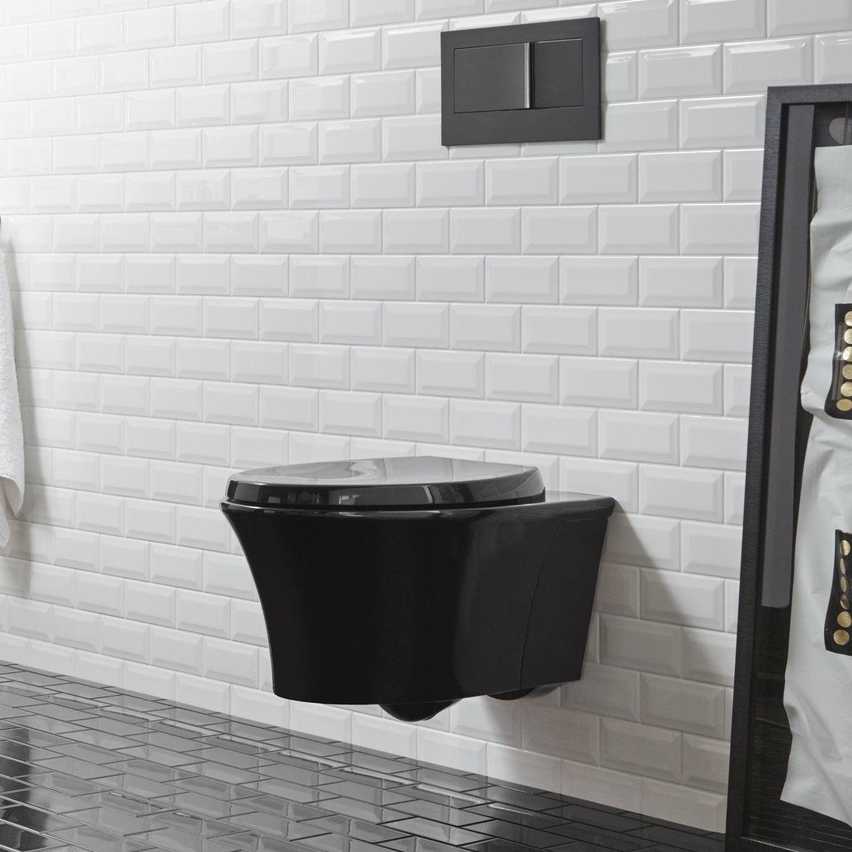 Veil Wall-Hung Dual-Flush Toilet, Black