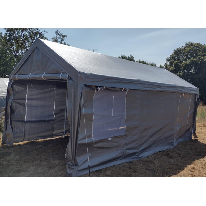 12x20 FT Heavy Duty Car Canopy Garage with Roll-Up Ventilation Windows, Gray