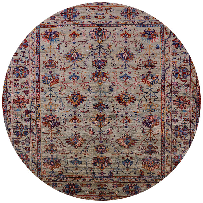 Tapis brun à motif oriental, Rond 3 pi