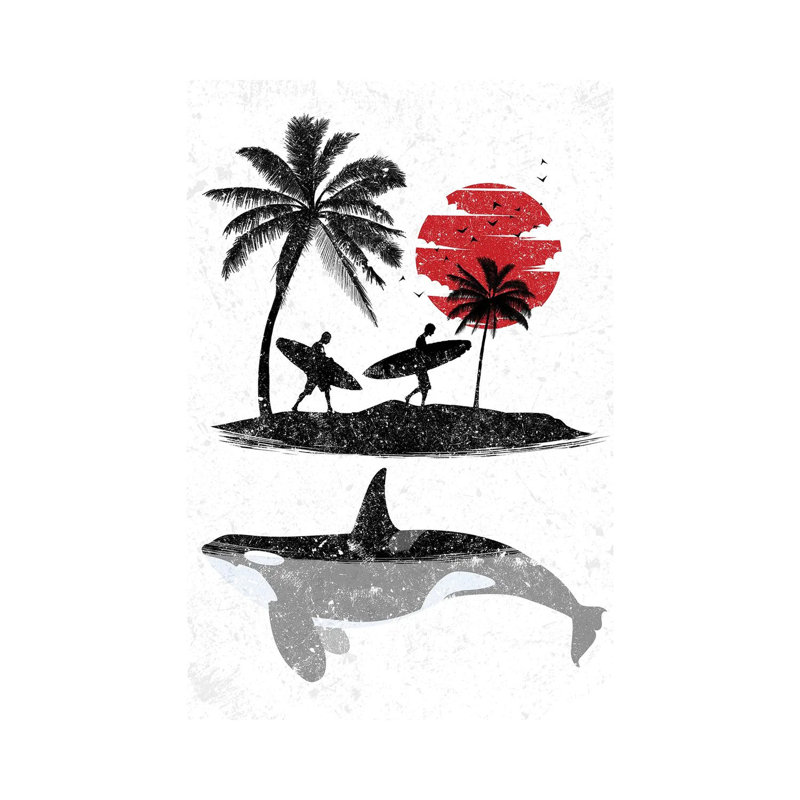 Island Surf Killer Whale by Alberto Perez - Wrapped Canvas Painting, 30.48cm H x 20.32cm W x 1.91cm D