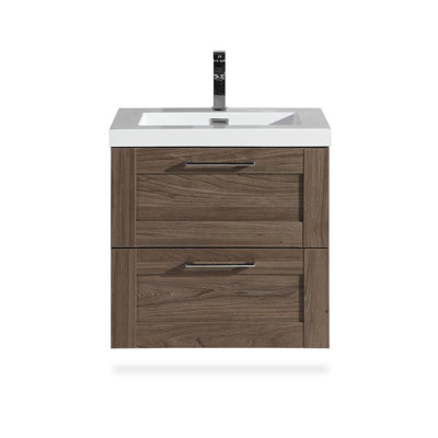 Devillage 24" Wall Mounted Single Bathroom Vanity with Engineered Stone Top