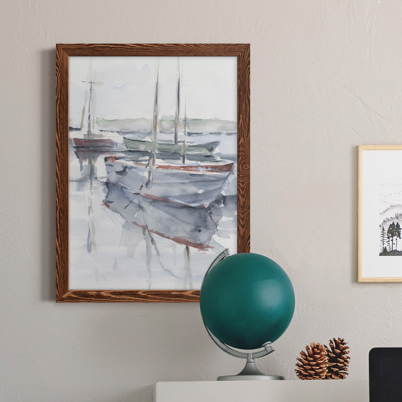 Watercolor Harbor Study I - Peinture sur toile encadrée, Érable, H 32 po x l 23 po x P 1 po