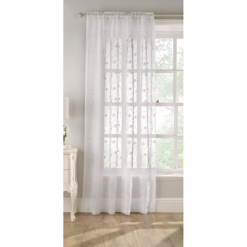 Bonilla Sheer Curtain Single Panel, White, W 140 x D 122cm