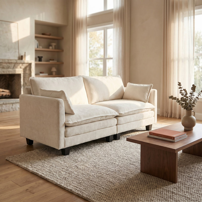 Causeuse Loveseat, Beige / Blanc