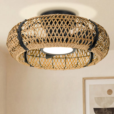 Ventilateur de plafond de style cage de 20 pouces avec pales en bambou naturel
