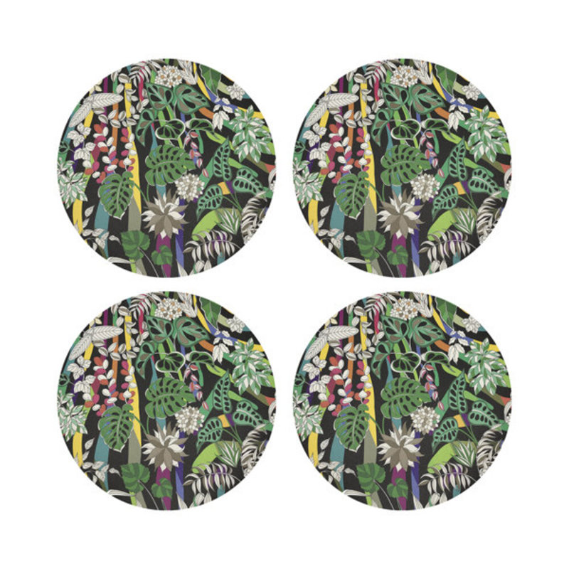 Sabi Jungle Pebble 16" Vinyl Placemat, Black