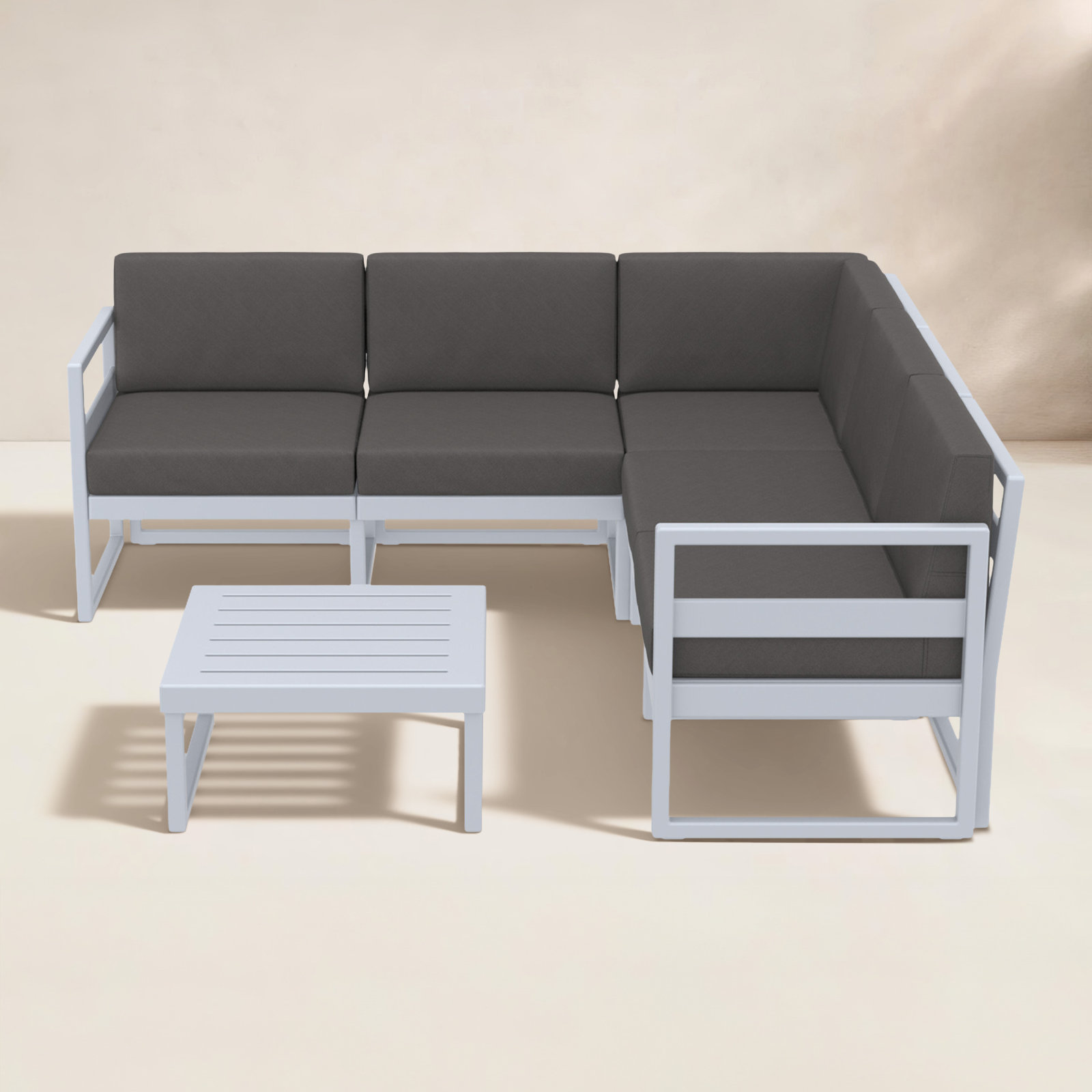 Lane 5 - Person Patio Seating Group, Charcoal, Silver/Gray