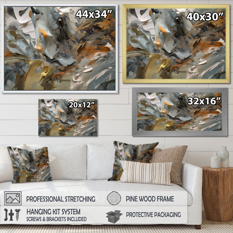 «Autumn Jazz Abstract Expressionism», reproduction d'art sur toile, H 24 po x l 32 po x P 1 po, Cadre simple argenté
