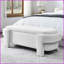 Banc de rangement en tissu de lin - grand rangement, sans assemblage | Blanc | Mousse-178294032