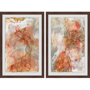 Ivy Bronx Stained Marble Diptych Framed On Paper 2 Pieces Set | Wayfair