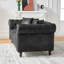 Fauteuil à 2 places moderne noir Mid-Century de 66 po avec structure en bois massif et en tissu de haute technologie, accoudoirs roulés, convient à un appartement, siège mi-moelleux, coussins décoratifs noirs, conception européenne