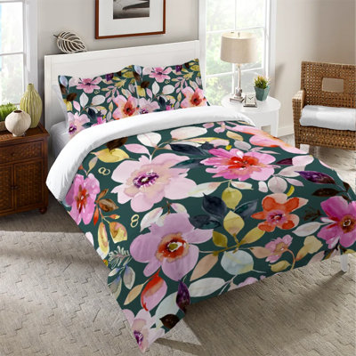 Deep Flora Modern & Contemporary Machine Woven Duvet Cover