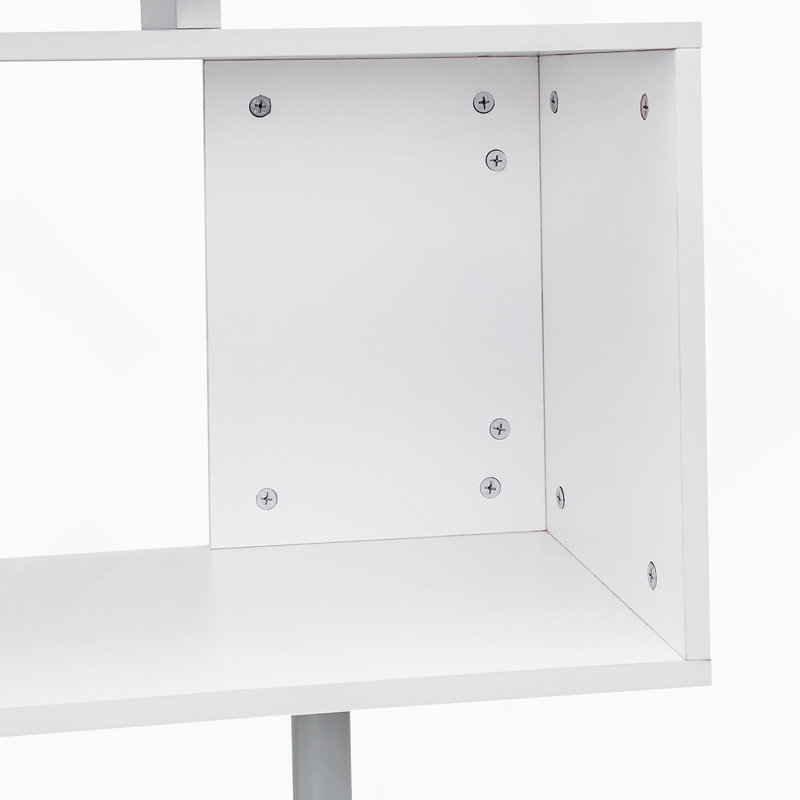 Bureau d'ordinateur en coin avec tablettes de rangement à 3 niveaux