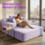 Chaise longue convertible Resta en velours côtelé duveteux avec poches de rangement et 3 coussins-129022236